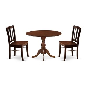 3-Piece Mahogany Finish Solid Wood Top - Dining Room Set  - Seats-4 - 1 of 4