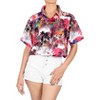 LA LEELA Button Down Shirt for Women Casual Summer Beach Party Short Sleeve Hawaiian TShirts Dress Tops Tee Shirts Blouses for Women - 4 of 4