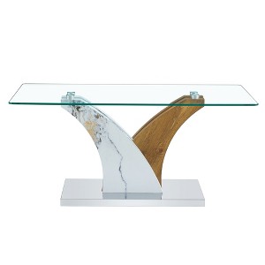 NicBex Modern 39.4" Rectangle Coffee Table with Glass Top for Living Room and Office - 1 of 4