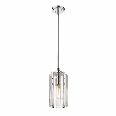 Polished Nickel 12" Mini Pendant with Glass Shade