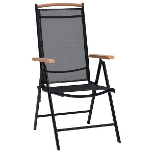 vidaXL Garden Chair Set of 2 Black Powder-Coated Aluminum, textilene - 1 of 4