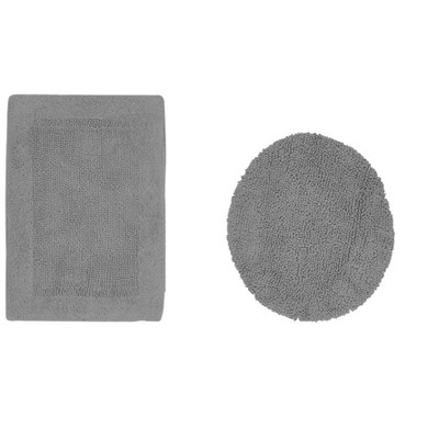 Edge Bath Rug 100% Premium Cotton Ultra-soft Water Absorbent Tufted Solid Reversible 2 Piece Bathroom Rug Set For Machine Washable Bathmat
