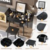 FONTOI 27.9"W Black Makeup Vanity with Top Mirror 2 Drawers Charging Station Cushioned Stool for Bedroom Dressing Room, Black, 27.95"*15.83"*29.92" - 2 of 4
