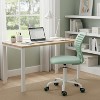 FurnitureR Armless Desk Chair with Rolling Wheels, Compact Adjustable Height Swivel Study Computer Task Chair with Breathable Back, Green - 3 of 4
