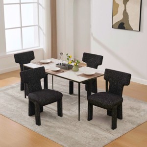 Chenille Upholstered Dining Chairs Set of 4, Dining Room Chairs with Rubberwood Legs, Curved Back Accent Chairs for Kitchen or Cafe-Koiai - 1 of 4