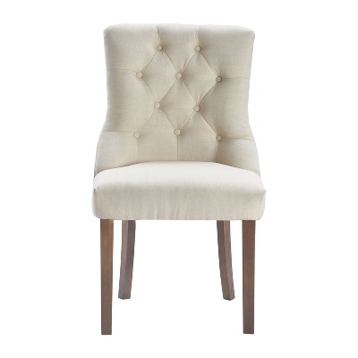 Set of 2 Elmhurst Tufted Side Chair Vintage Cream - Finch: Upholstered, Contoured Back, Wooden Legs
