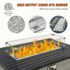 EAGLE PEAK 42 Inch Outdoor Propane Gas Fire Pit Table, 50,000 BTU Auto-Ignition Rectangular Gas Fire Pit with Glass Wind Guard, Gray PE Rattan - 3 of 4
