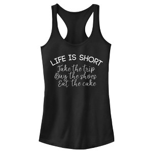 Juniors Womens Lost Gods Life is Short Mantra Racerback Tank Top - 1 of 4