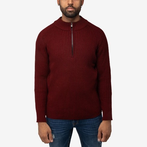 Burgundy half zip outlet sweater