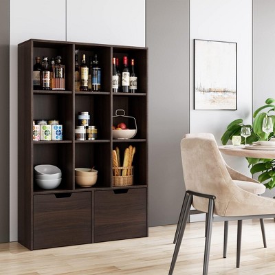 Whizmax Bookshelf with Drawers, Modern Bookcase Storage Cabinet with 9 Cube, Free Standing Storage Organizer Book Shelves in Living Room, HomeOffice