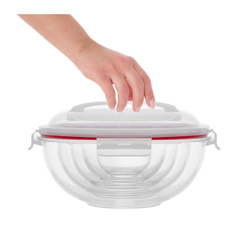 JoyFul by JoyJolt Kitchen Mixing Bowls. 5pc Glass Bowls with Lids Set – Neat Nesting Bowls - Red, 5 of 8