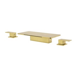 Cobbe Double Handle Waterfall Faucet 3-Hole 8-Inch Widespread Bathroom Sink Faucet Brushed Gold - 1 of 4