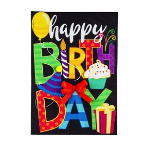 Evergreen Happy Birthday Garden Linen Flag - 1 of 4