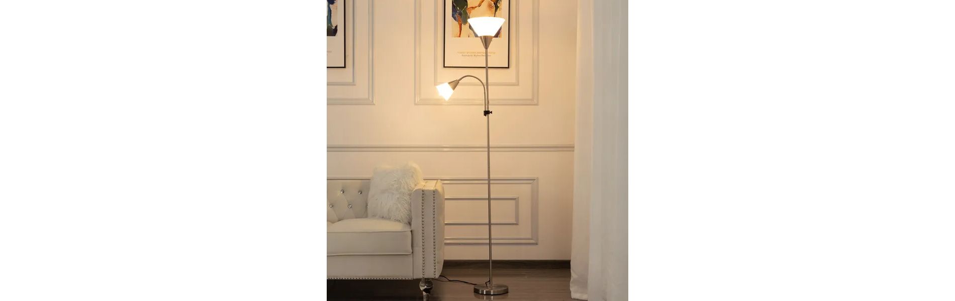 71.3' Tochiere Floor Lamp, 2-in-1 Torchiere Floor Lamp, Reading Lamp for Living Room, Bedroom, Office