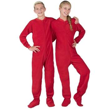 Footed Pajamas - Bright Red Kids Fleece Onesie