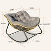 Outdoor Rocking Chair, Patio Egg Rocking Chair, Indoor Passant Chair, Rattan Wicker Lounge Chair, Modern Royal Chair for Bedroom, Living Room, Beige - 3 of 4