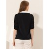 Allegra K Women's Contrast V Neck Collared Roll Up Long Sleeve Chiffon Office Shirt - 3 of 4