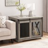 Akoasm Wooden Pet Cage Crate Furniture With Sliding Barn Door Flip-top Plate & Divider For Dog-Gray - 3 of 4