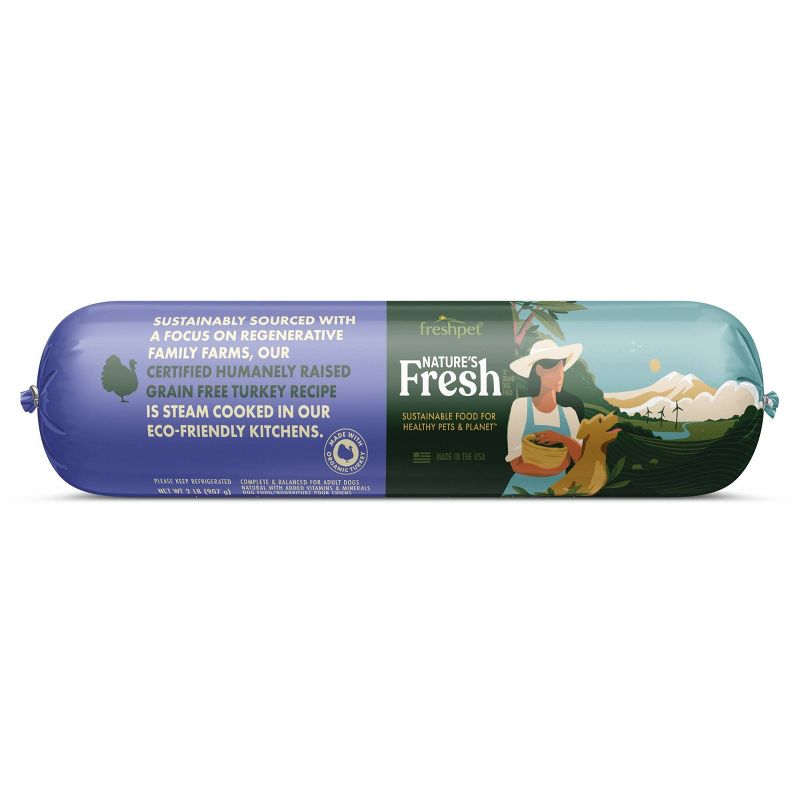 Freshpet Nature&#39;s Fresh Roll Grain Free Turkey Recipe Refrigerated Wet Dog Food - 2lbs, 1 of 8