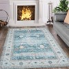 Washable Vintage Oriental Rug, Non-Slip Foldable Carpet, Ultra-Soft Retro Floral Distressed Floor Cover for Living Room Bedroom - 4 of 4
