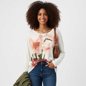 Cherie Code Women’s Graphic Knit Top – Floral Print, Long Sleeve, Slouchy Fit - 1 of 2