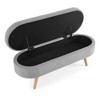 43.5" Beige Linen Upholstered Storage Ottoman Bench with Wood Legs and Safety Hinge - 4 of 4