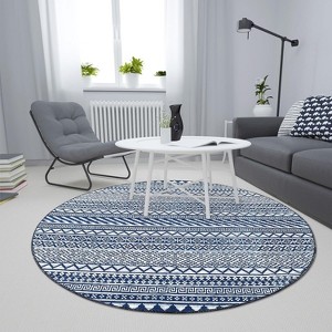 Washable Geometric Area Rug, Non-Slip Low Pile Foldable Stain-Resistant Floor Cover for Living Room Bedroom Dining Room - 1 of 4