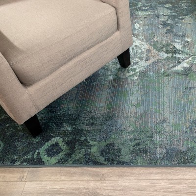 Kermin Blue 39"x59" Flat Woven Synthetic Indoor/Outdoor Rug