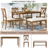 SAINTCY 6-Piece Wooden Dining Table Set with Rectangular Table, 4 Fabric Chairs & Bench – Kitchen & Dining Room Furniture for Family - 4 of 4