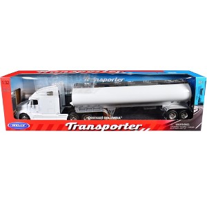 Freightliner Columbia Truck White with White Tanker Trailer "Transporter" Series 1/32 Diecast Model by Welly - 1 of 3