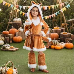 Joyfy Halloween Fox Costume for Girls, Kids Fox Costume Child for Halloween Dress Up, Jungle-themed Party - 1 of 4