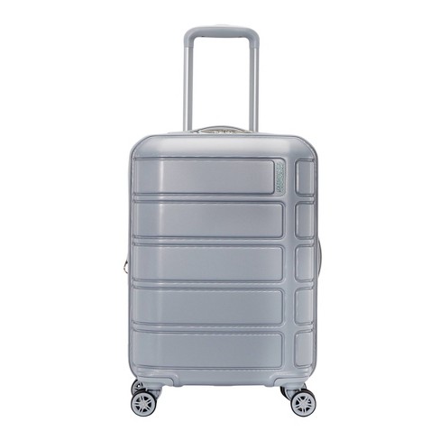 American Tourister Vital Hardside Large Checked Spinner Suitcase -  Silver/Mint