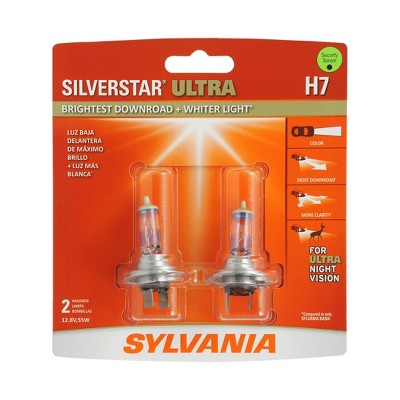 SYLVANIA - H7 SilverStar Ultra - High Performance Halogen Headlight Bulb, High Beam, Low Beam and Fog Replacement Bulb, Brightest Downroad with Whiter Light, Tri-Band Technology (Contains 2 Bulbs)