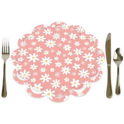 Big Dot of Happiness Pink Daisy Flowers - Floral Party Round Table Decorations - Paper Chargers - Place Setting For 12