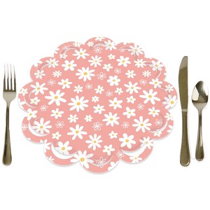 Big Dot of Happiness Pink Daisy Flowers - Floral Party Round Table Decorations - Paper Chargers - Place Setting For 12 - 1 of 4