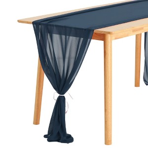 Unique Bargains Wedding Party Chiffon Sheer Table Runner 10ft 28 x 120 Inches 6 Pcs - 1 of 4