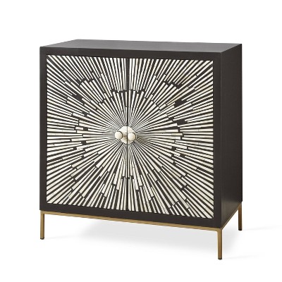  2 Doors Amika Sunburst Accent Cabinet Black/White - Steve Silver Co. 