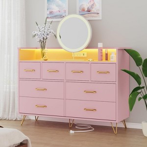homfan Dresser TV Stand, Dresser for Bedroom Entertainment Center With Storage 8 Drawers Wooden Dressers With Open Space Wide Drawers for Living Room - 1 of 4