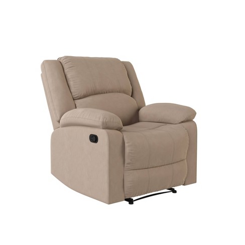 Prescott Manual Recliner Beige Relax a lounger Solid Wood Frame Dream Coils Tufted Microfiber Target