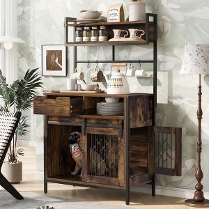 Racxily 2 in 1Furniture Style Dog Cage, PET Friendly Dog Crate Composite Desk, Hutch Pet Friendly Furnitures - 1 of 4