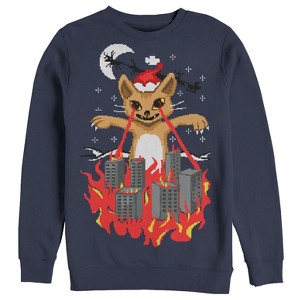 Men's Lost Gods Ugly Christmas Catzilla Sweatshirt - 1 of 3