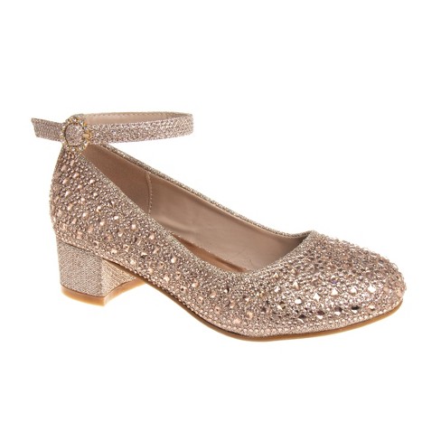 Badgley Mischka Girls Block Heel Dress Shoes - Rose/gold, Size: 11 : Target