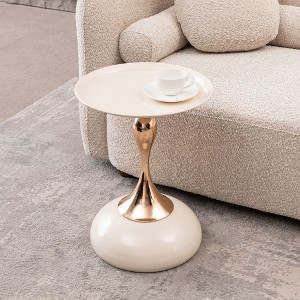 Kumasinova 21.2"Unique Mermaid End Table Exquisite Martini Table for Living Room,Modern Sofa Side Table Accent Pedestal Table,Art Deco,White Marble - 1 of 4
