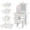 FUFU&GAGA Makeup Vanity Set with Mirror and Stool Drawer and Shelf - 3 of 4