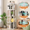 Rotating Bookcase 4-Tier Corner Shelf for Small Spaces,54" Tall Spinning Organizer with Industrial Metal Frame,White - 4 of 4