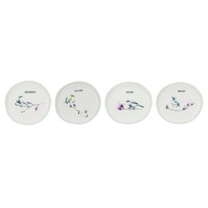 Transpac Ceramic Flora & Fauna Plate Set of 4 Spring Home Decorations - 1 of 1