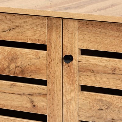 Gisela Oak Brown Wood 3-Door Shoe Storage Cabinet