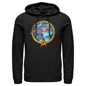 Men's Star Trek USS Enterprise Stained Glass To Boldly Go Pull Over Hoodie - 1 of 4