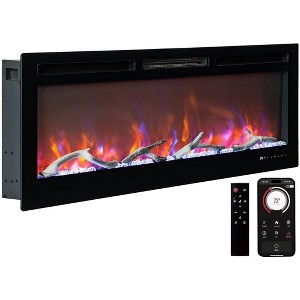 Acekool 50" Smart Fireplace with WiFi, Adjustable Flame, Remote and App Control, Wall Mounted/Recessed, Black, Home Living Room Bedroom Decor - 1 of 4