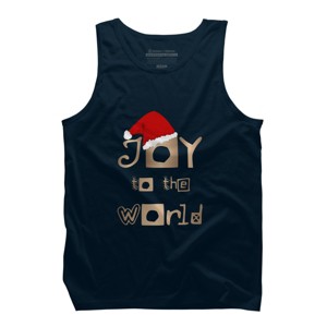 Men's Design By Humans Christmas Design - Joy to the World in Gold Design and Red By SimplyDesign Tank Top - 1 of 3